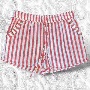 Derek Heart Red/White Stripe Cotton/Linen Shorts Size: 2X